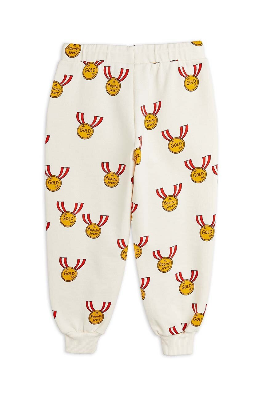 Детские хлопковые штаны Mini Rodini цвет белый с узором Детские хлопковые штаны Mini Rodini цвет белый с узором