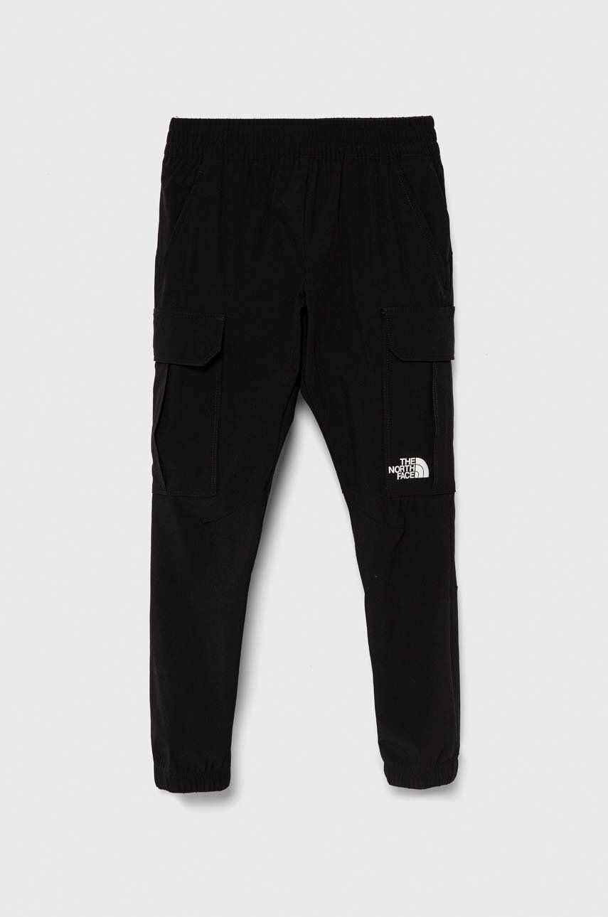 The North Face pantaloni de trening pentru copii WOVEN CARGO PANT culoarea negru, neted