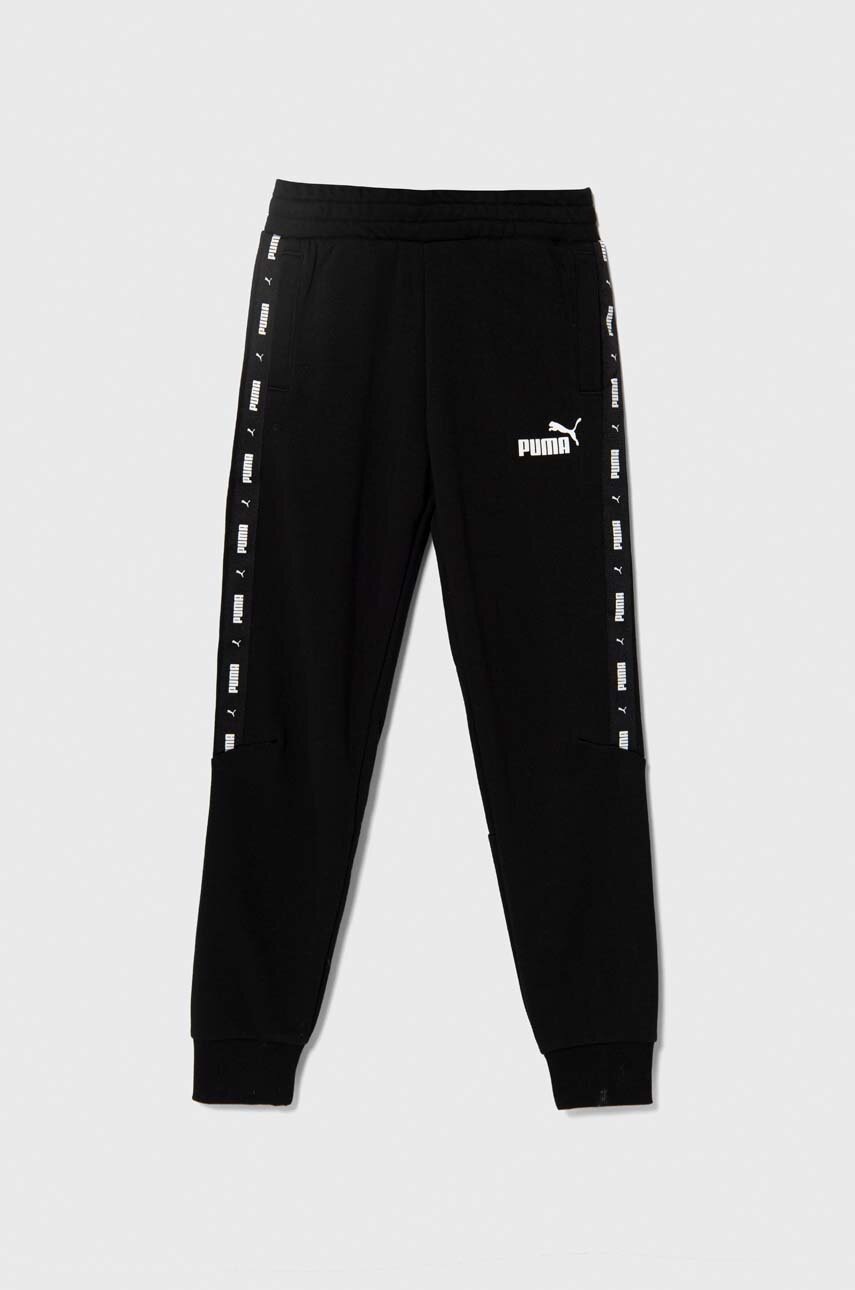 Puma pantaloni de trening pentru copii ESS Tape Sweatpants TR cl culoarea negru, cu imprimeu