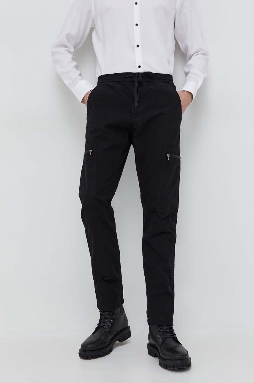 Levně Kalhoty HUGO pánské, černá barva, jednoduché, 50505851