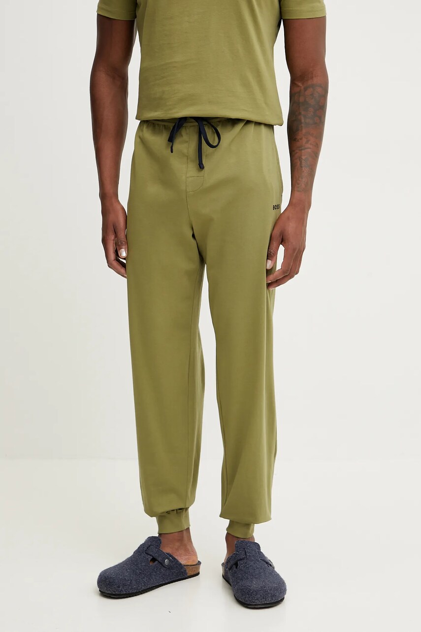 BOSS pantaloni de lounge culoarea verde, neted, 50515305