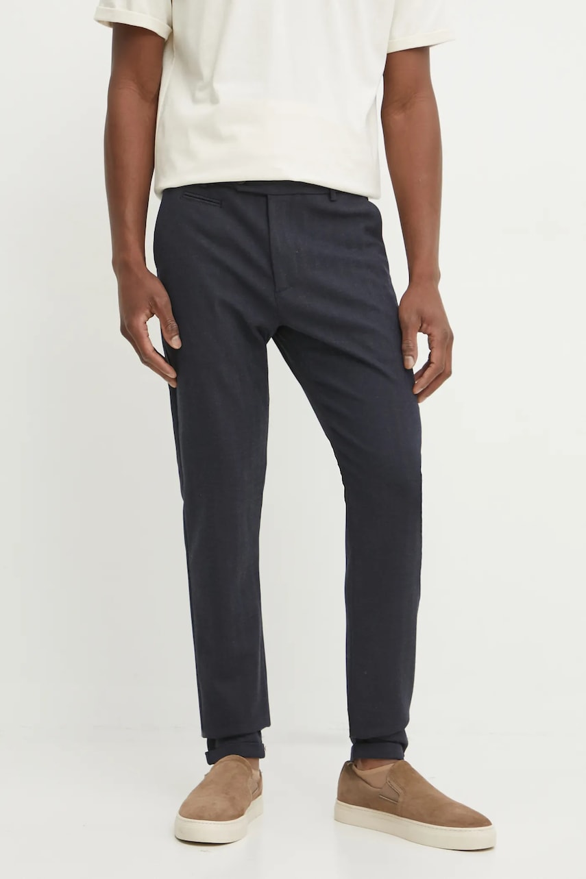Les Deux pantaloni barbati, culoarea albastru marin, mulata Les Deux pantaloni barbati, culoarea albastru marin, mulata