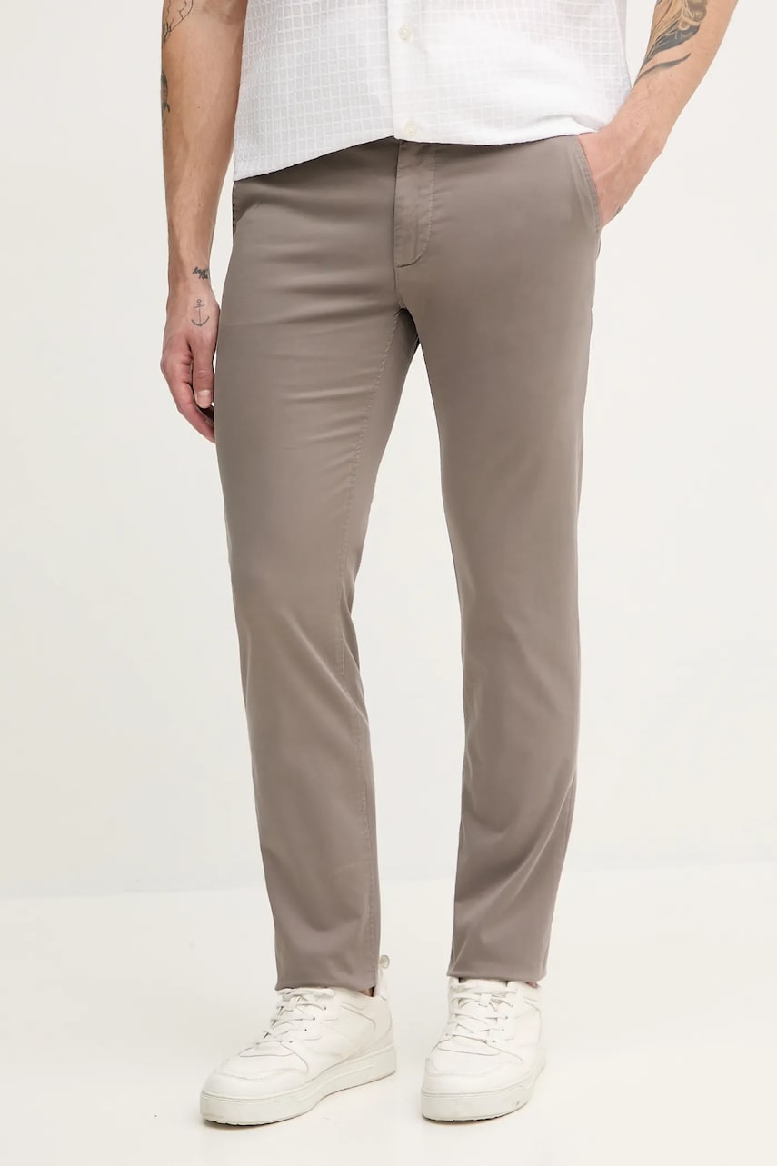 BOSS Orange pantaloni barbati, culoarea bej, drept, 50510933 BOSS Orange pantaloni barbati, culoarea bej, drept, 50510933