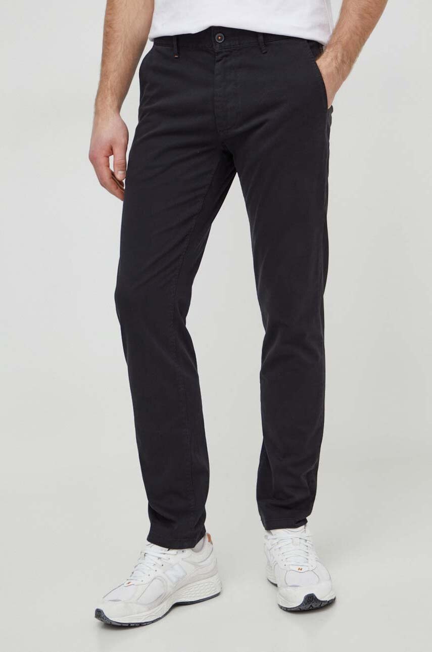 Boss Orange pantaloni barbati, culoarea negru, mulata