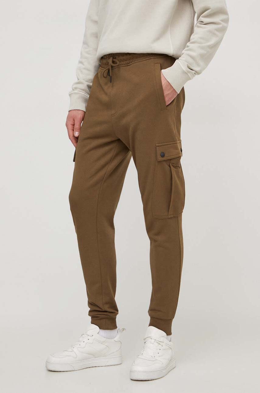 BOSS Orange pantaloni de trening din bumbac culoarea verde, cu fason cargo 50507886