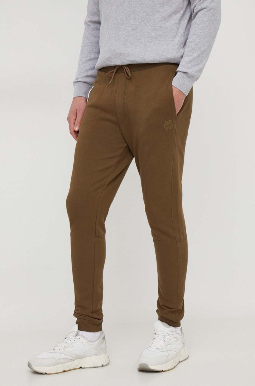 BOSS Orange pantaloni de trening din bumbac Sestart culoarea verde, melanj