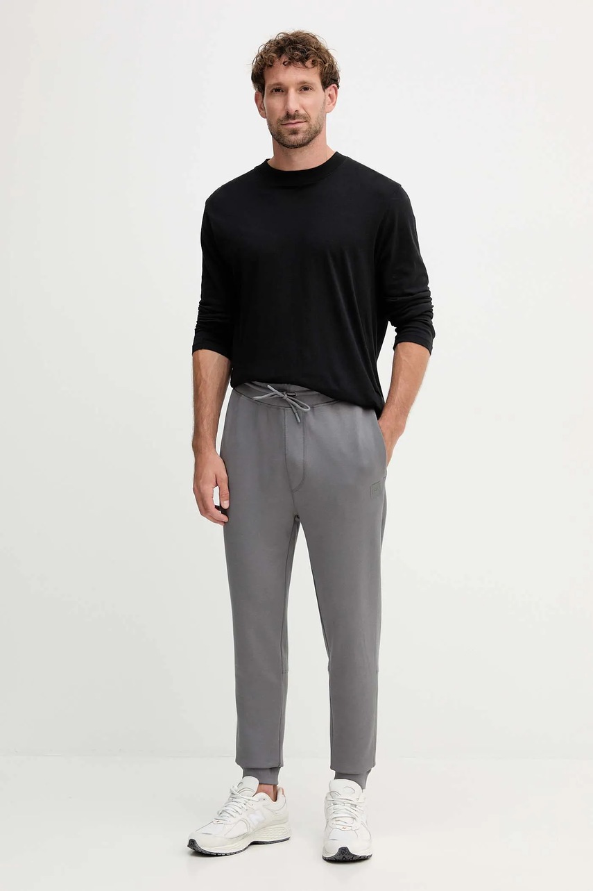 Хлопковые спортивные штаны BOSS Orange меланж