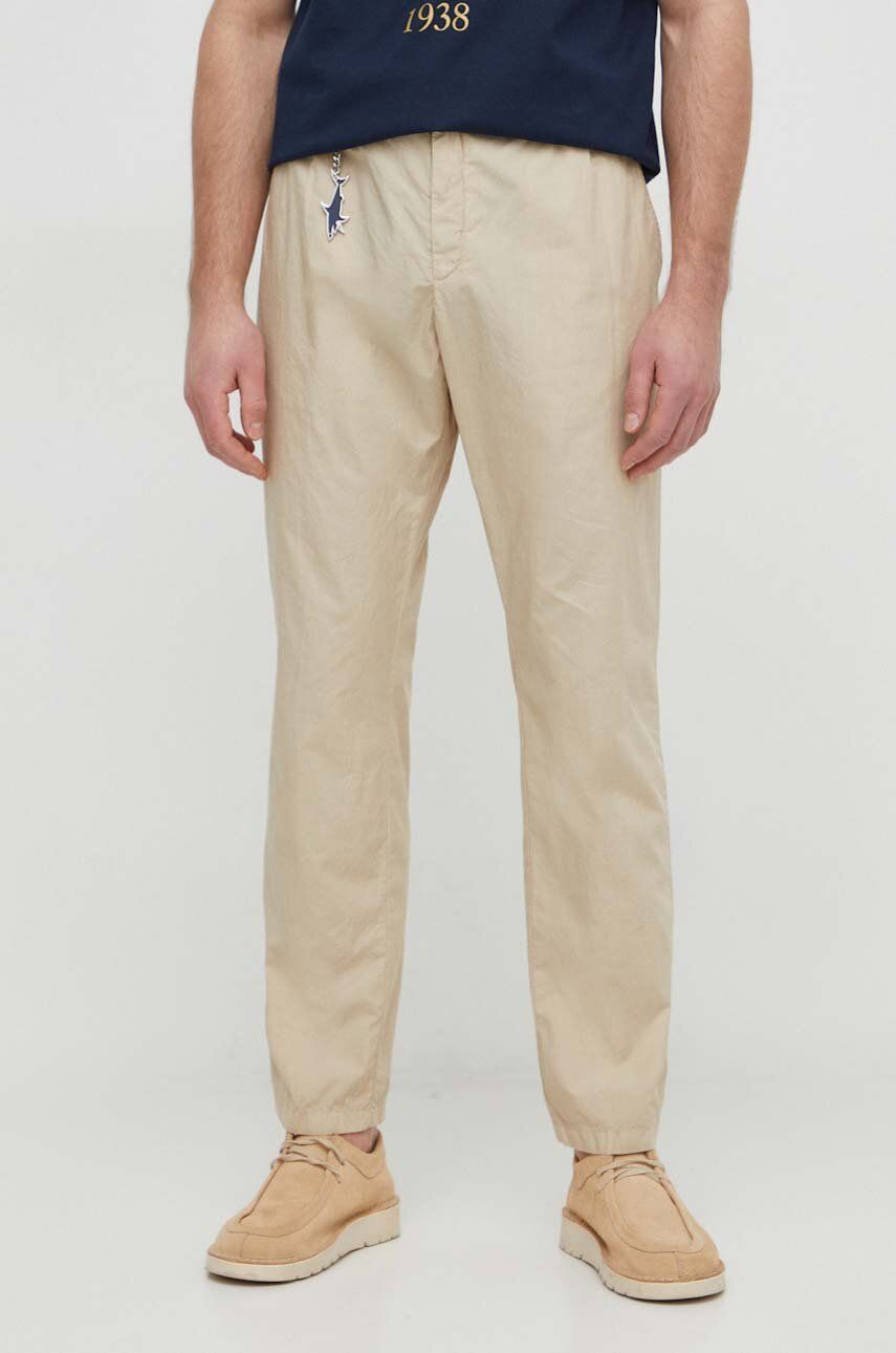 Levně Bavlněné kalhoty Paul&Shark béžová barva, jednoduché, 24414024