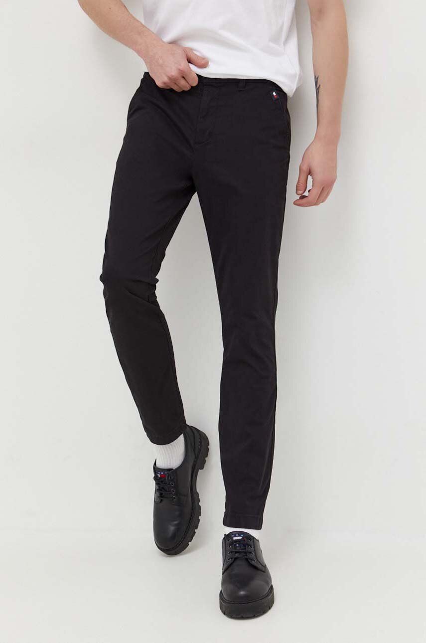 Levně Kalhoty Tommy Jeans pánské, černá barva, jednoduché, DM0DM18339