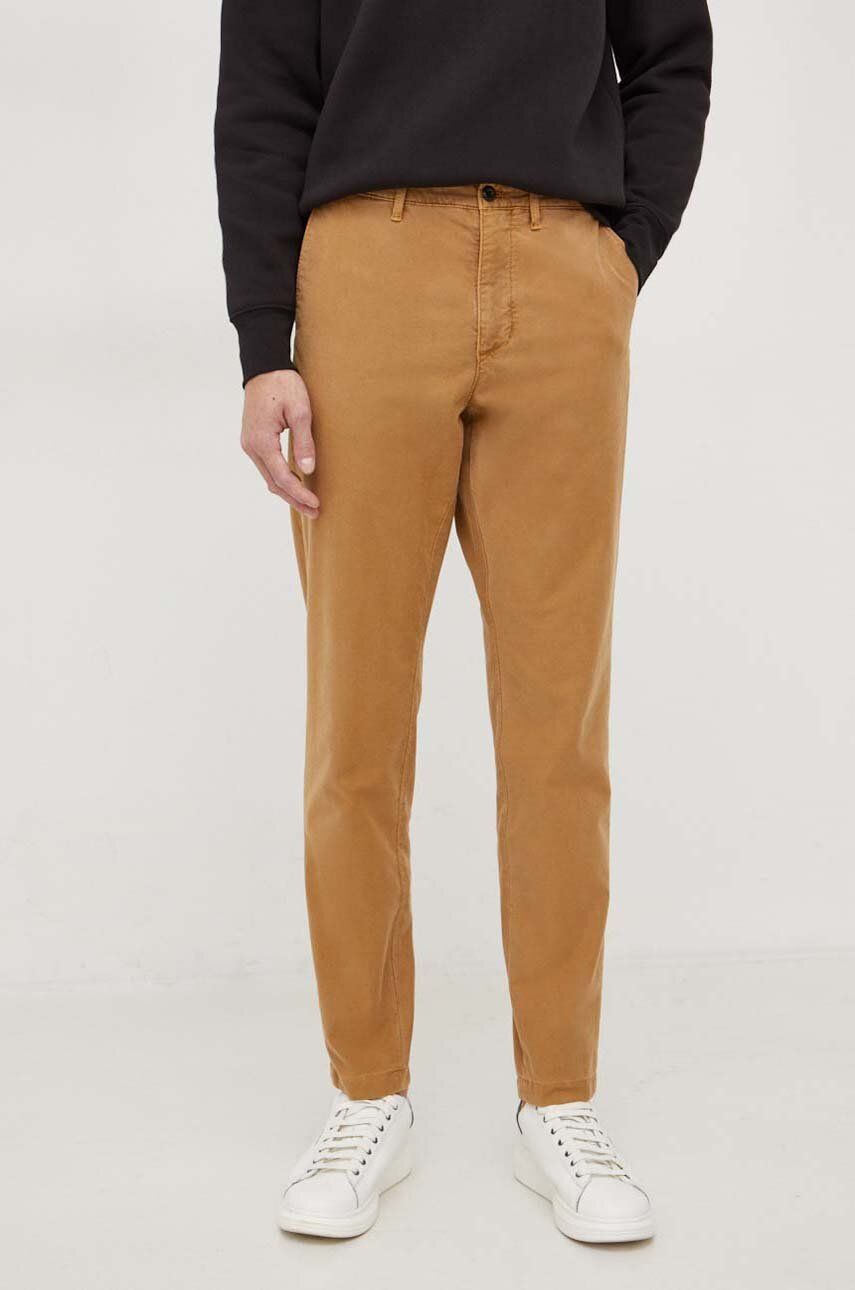 E-shop Kalhoty Tommy Hilfiger pánské, hnědá barva, ve střihu chinos