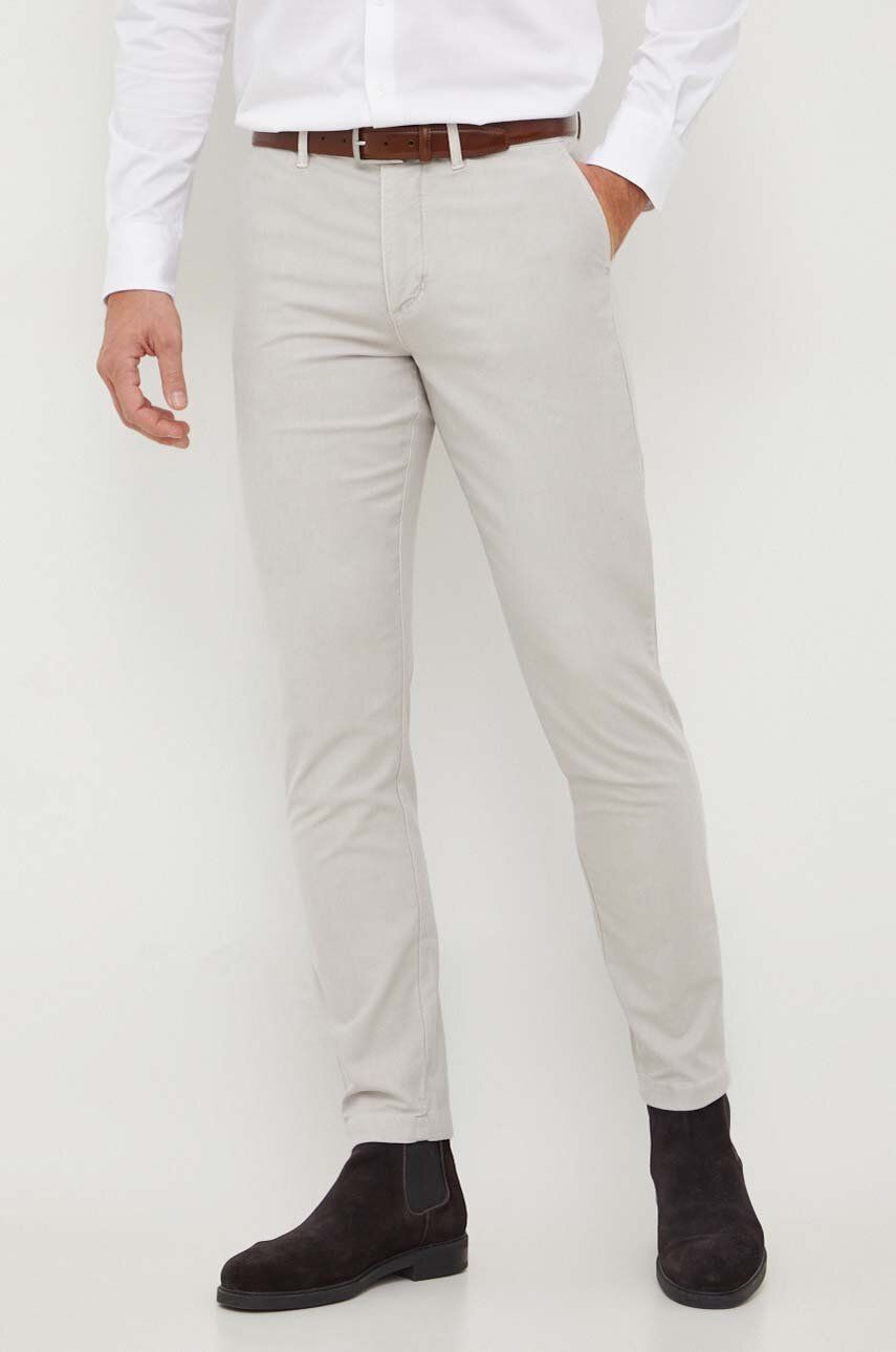 Kalhoty Tommy Hilfiger pánské, šedá barva, ve střihu chinos, MW0MW33913