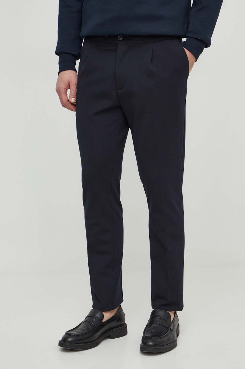 Kalhoty Tommy Hilfiger pánské, tmavomodrá barva, jednoduché, MW0MW33928