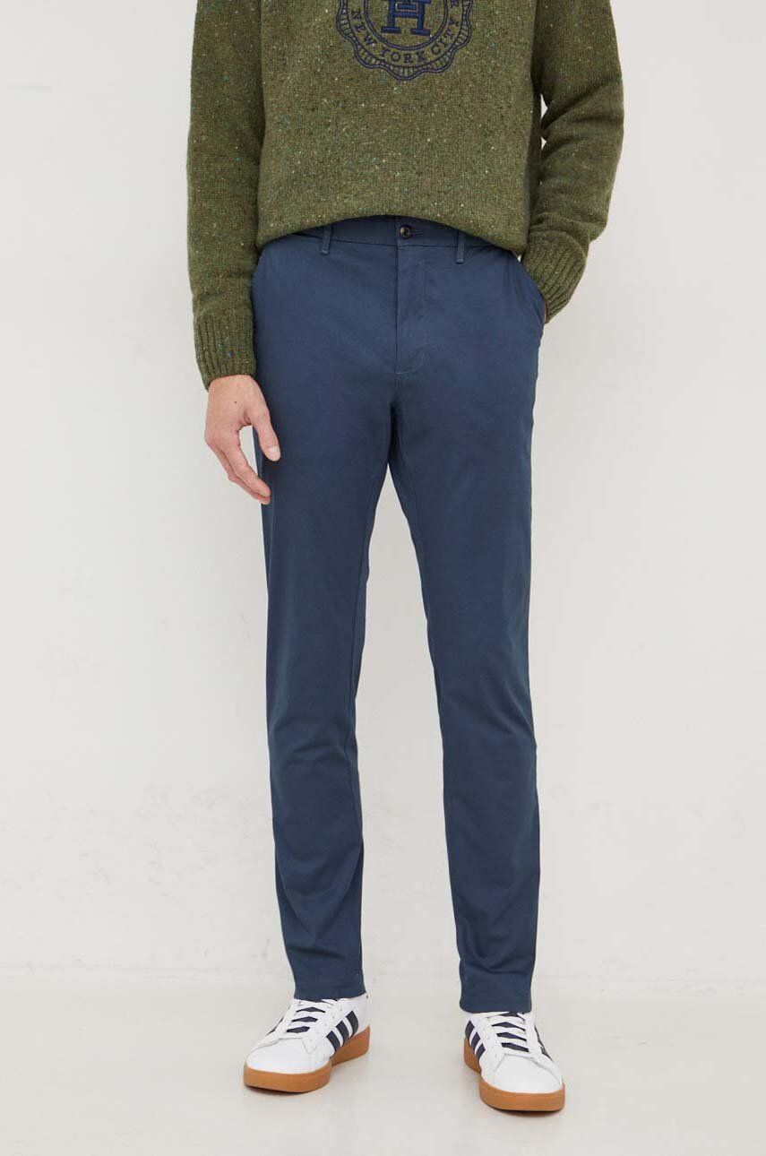 Kalhoty Tommy Hilfiger pánské, tmavomodrá barva, ve střihu chinos, MW0MW33937