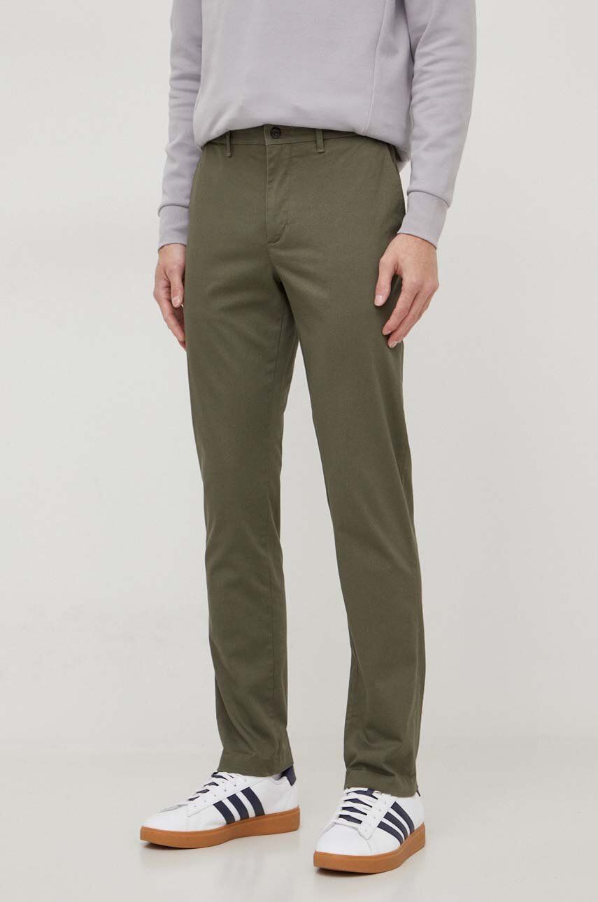 Levně Kalhoty Tommy Hilfiger pánské, zelená barva, jednoduché, MW0MW33938