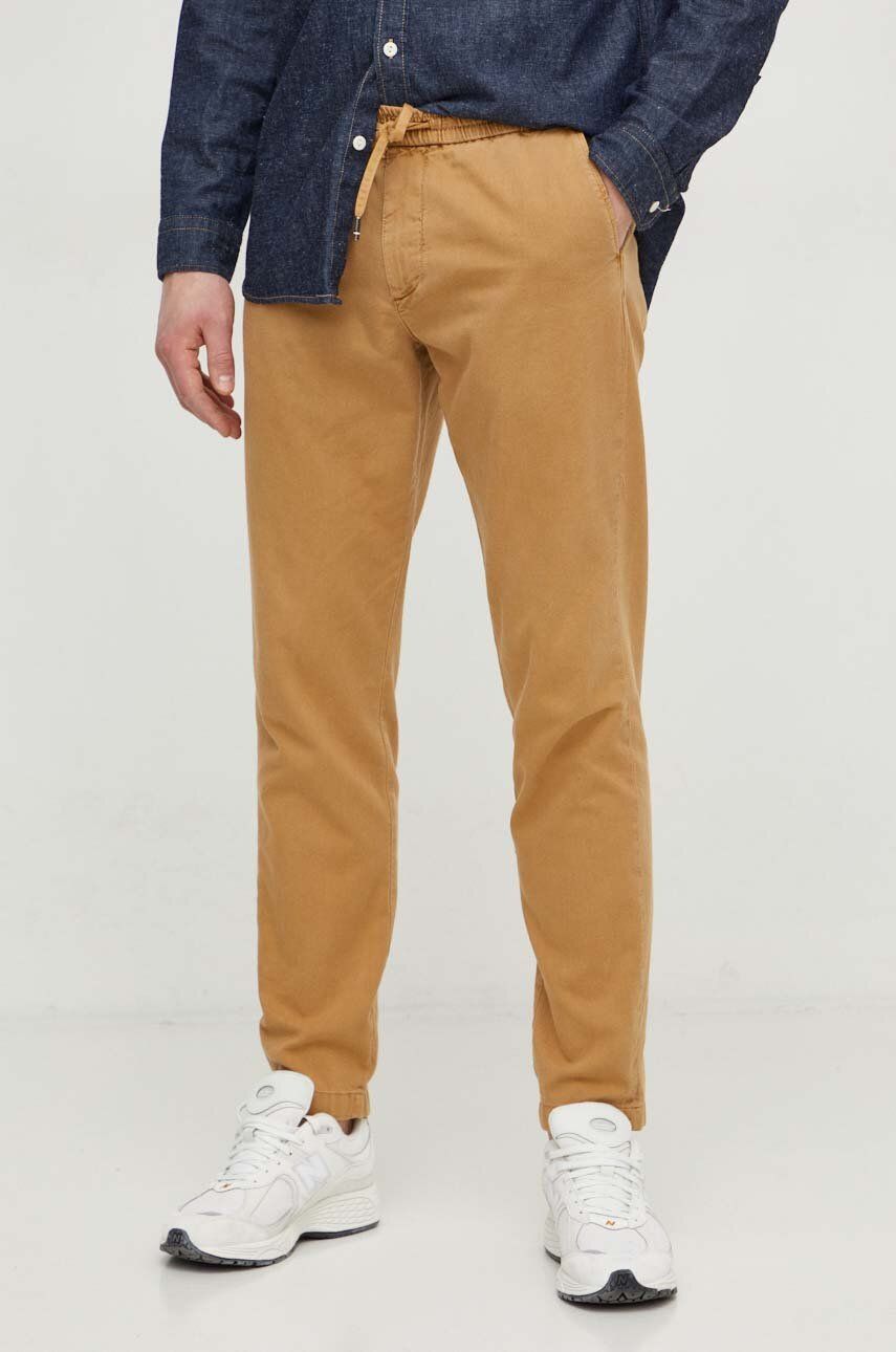 E-shop Kalhoty Tommy Hilfiger pánské, hnědá barva, přiléhavé
