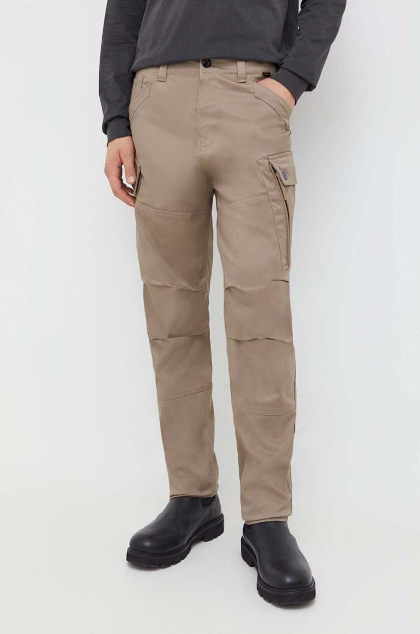 G-Star Raw pantaloni barbati, culoarea bej, cu fason cargo