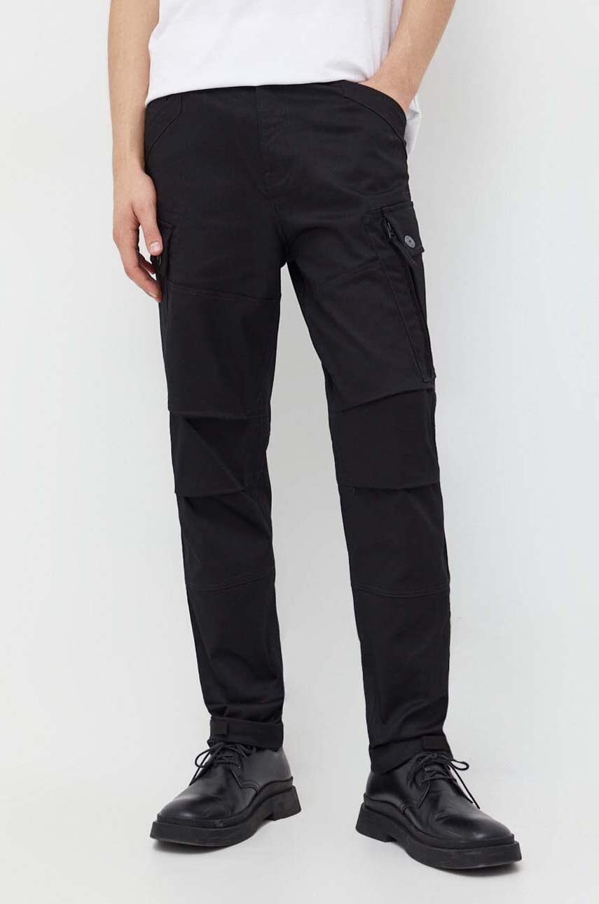 G-Star Raw pantaloni barbati, culoarea negru, cu fason cargo