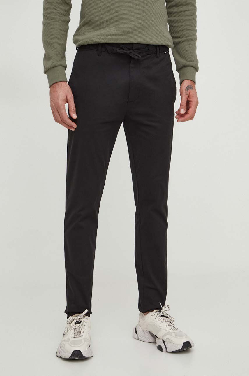 Levně Kalhoty Calvin Klein pánské, černá barva, jednoduché