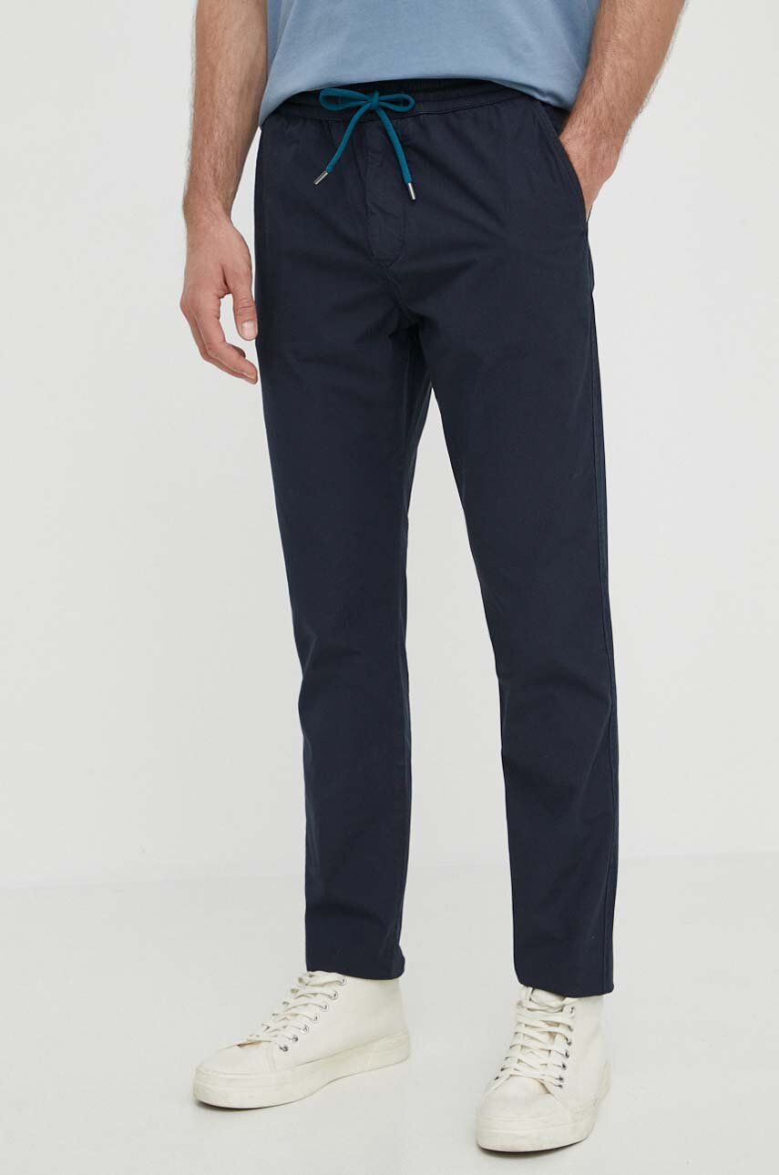 PS Paul Smith pantaloni de bumbac culoarea albastru marin, mulata