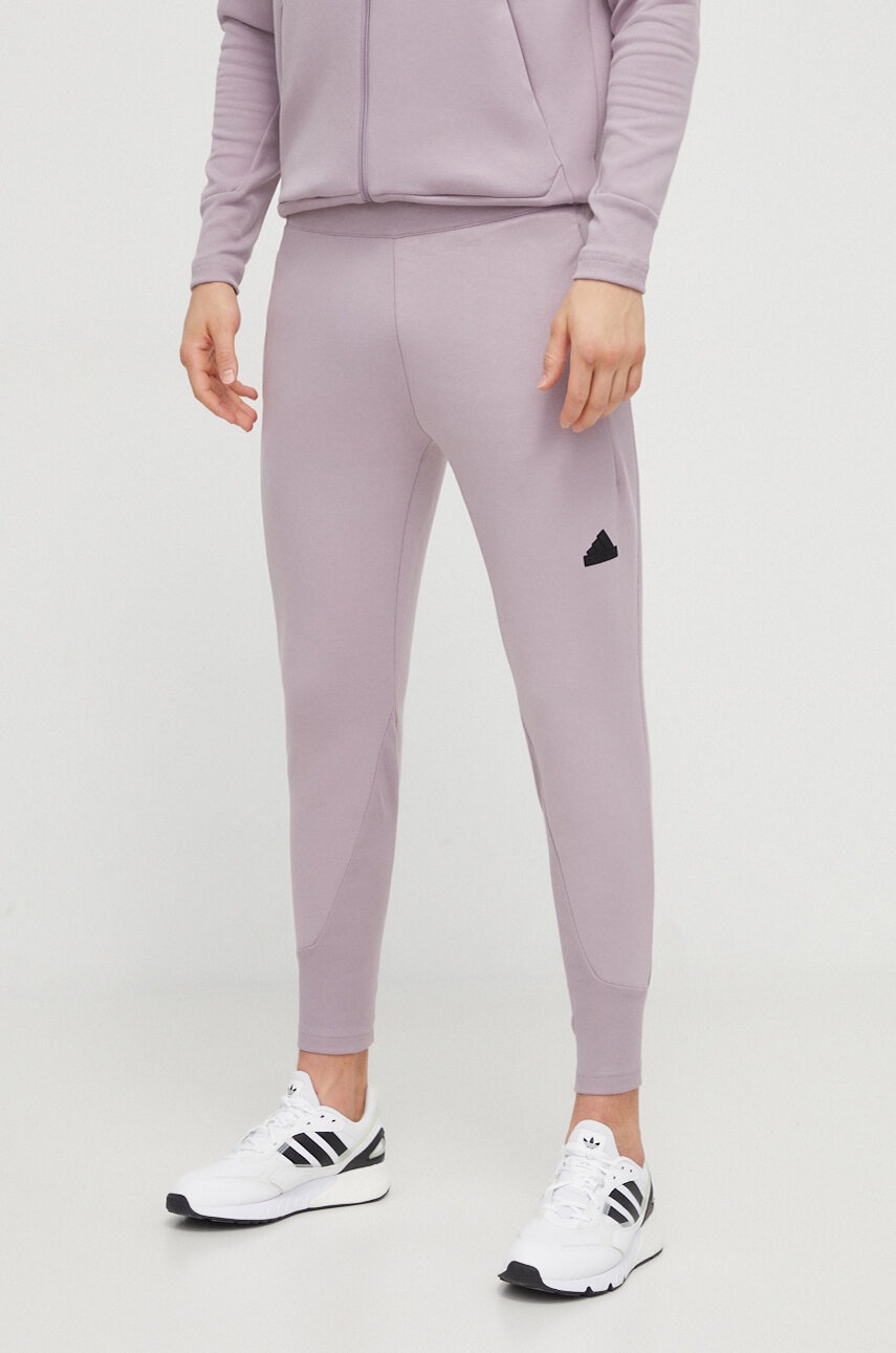 adidas pantaloni de trening Z.N.E culoarea roz, uni IR5214