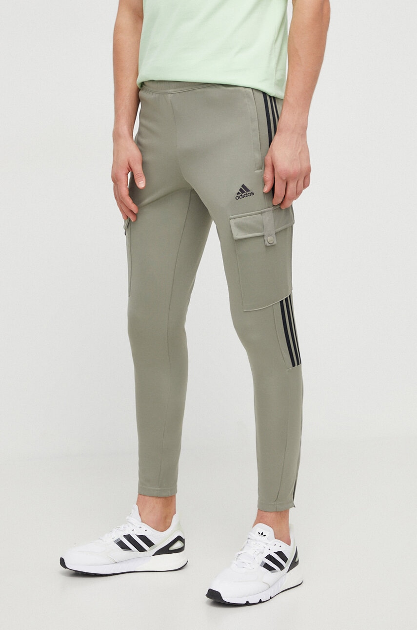 adidas pantaloni de trening TIRO culoarea verde, cu imprimeu IS1543