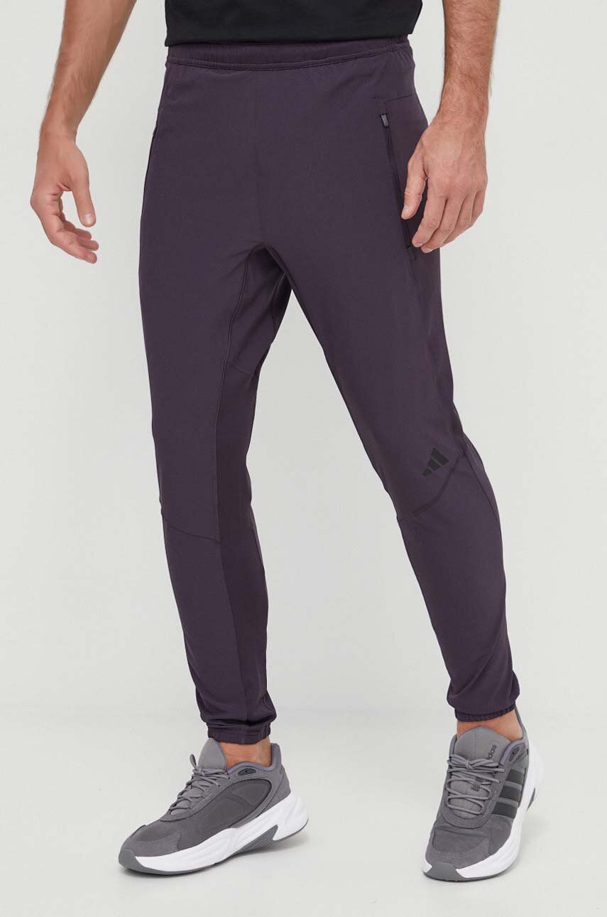 adidas Performance pantaloni de antrenament D4T culoarea violet, uni IS3796