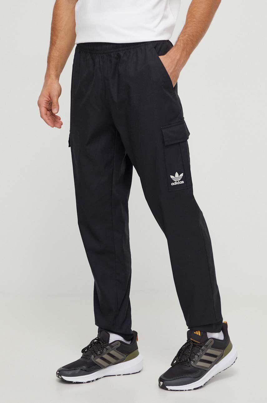 adidas Originals pantaloni de bumbac culoarea negru, cu fason cargo ADIDAS