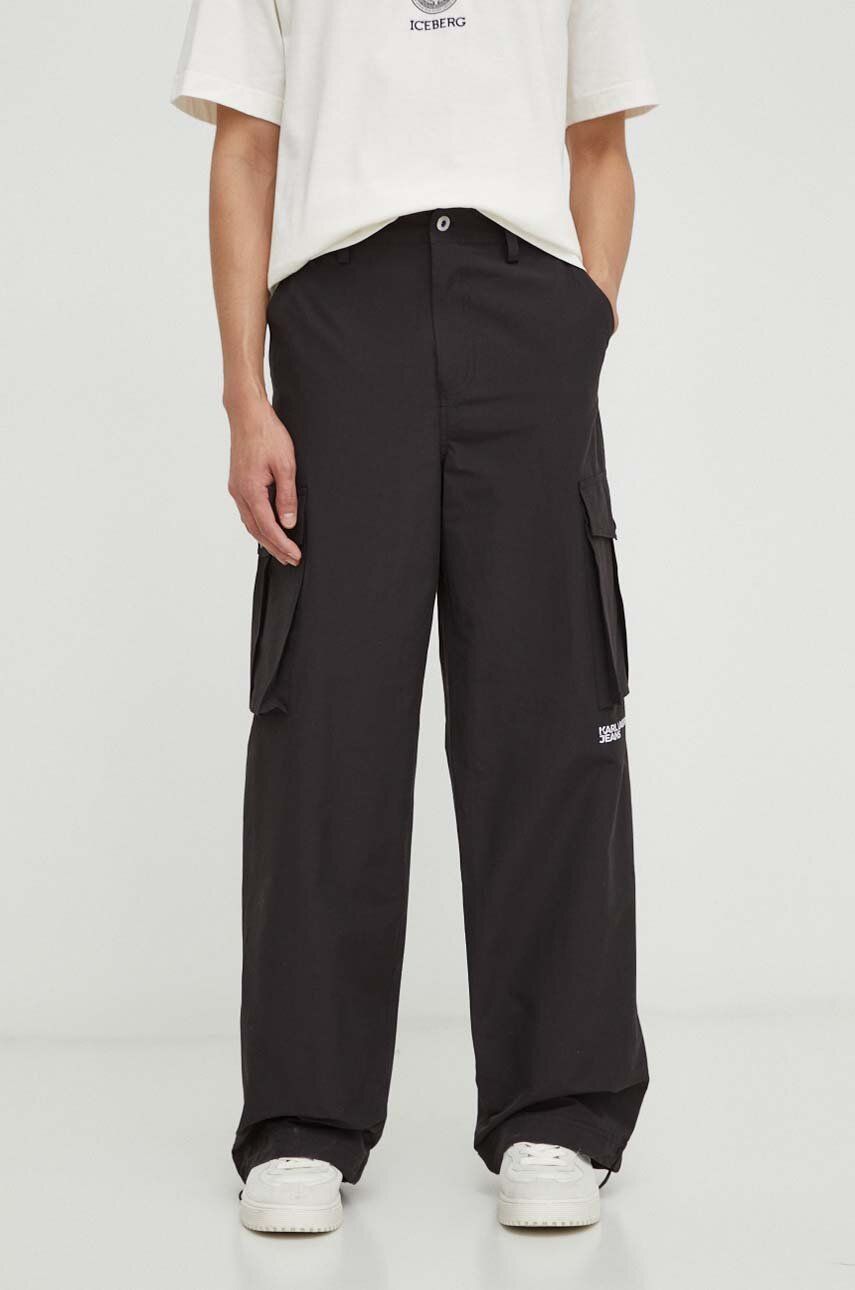Kalhoty Karl Lagerfeld Jeans pánské, černá barva, ve střihu cargo