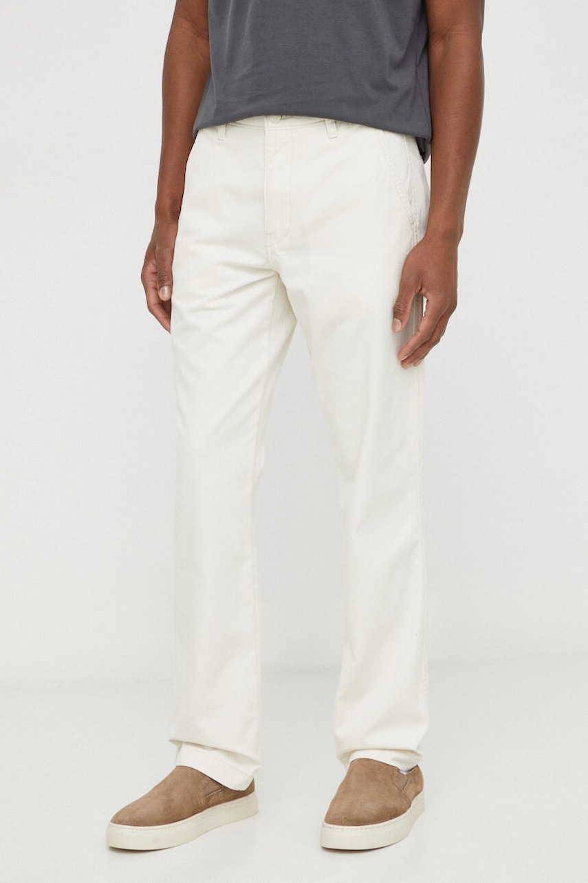 Levi's pantaloni de bumbac culoarea bej, drept Levi's pantaloni de bumbac culoarea bej, drept