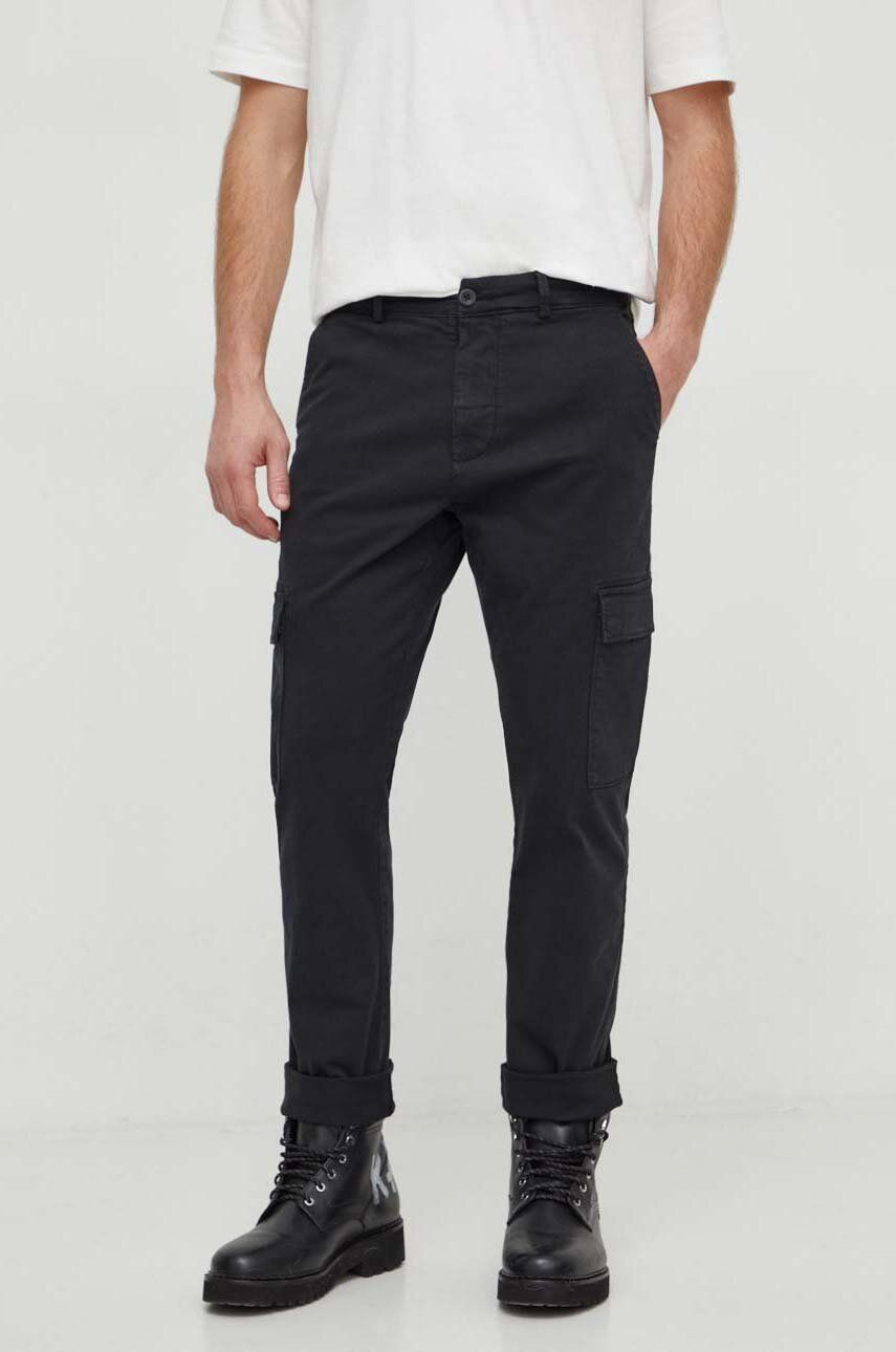 Kalhoty Pepe Jeans pánské, černá barva, ve střihu cargo - černá - Hlavní materiál: 98 % Bavlna