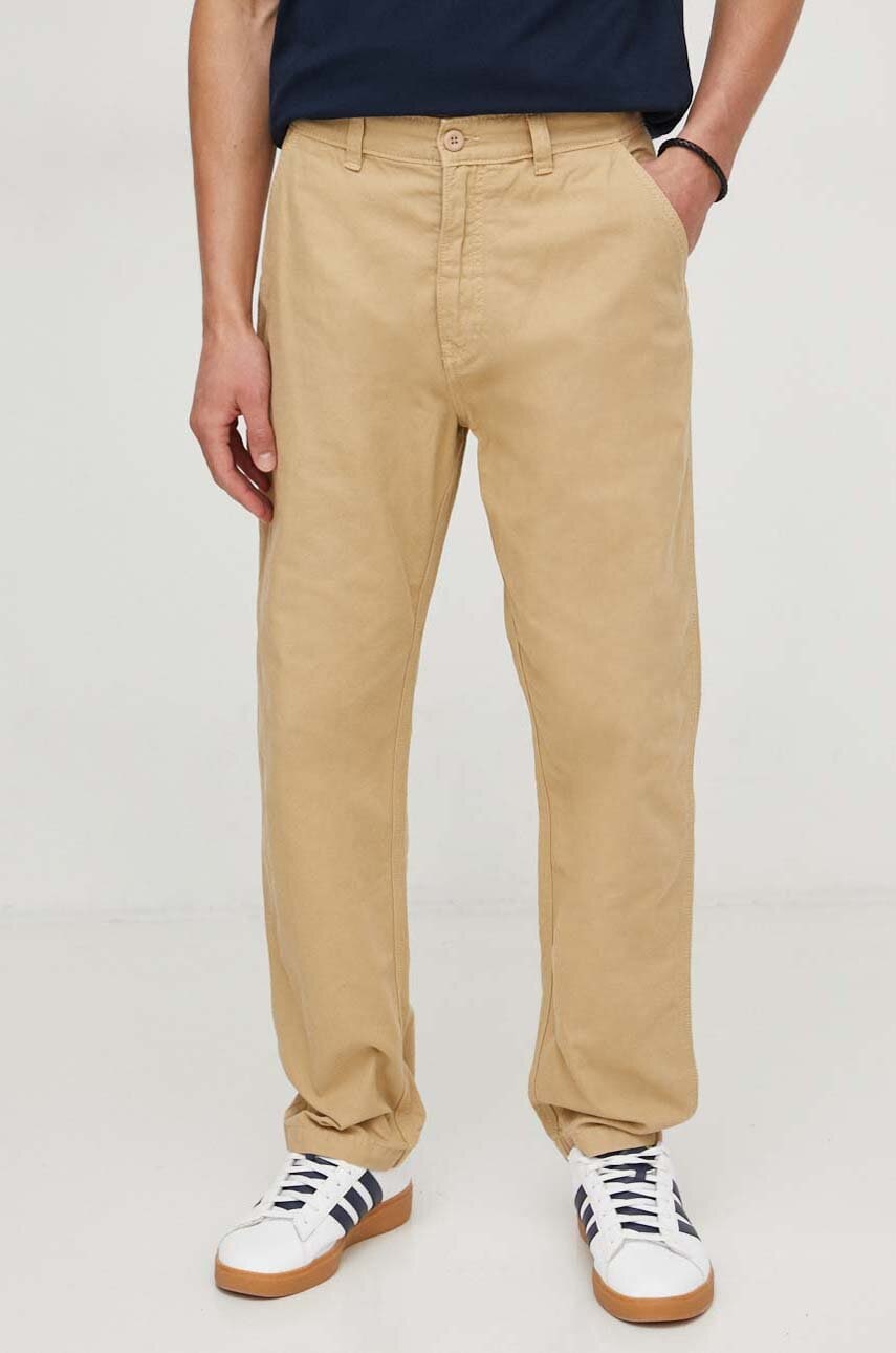 Pepe Jeans pantaloni de bumbac culoarea bej, drept