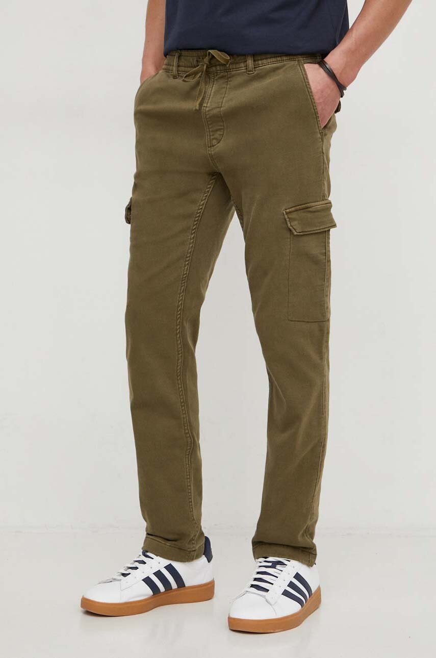 Pepe Jeans pantaloni barbati, culoarea verde, mulata