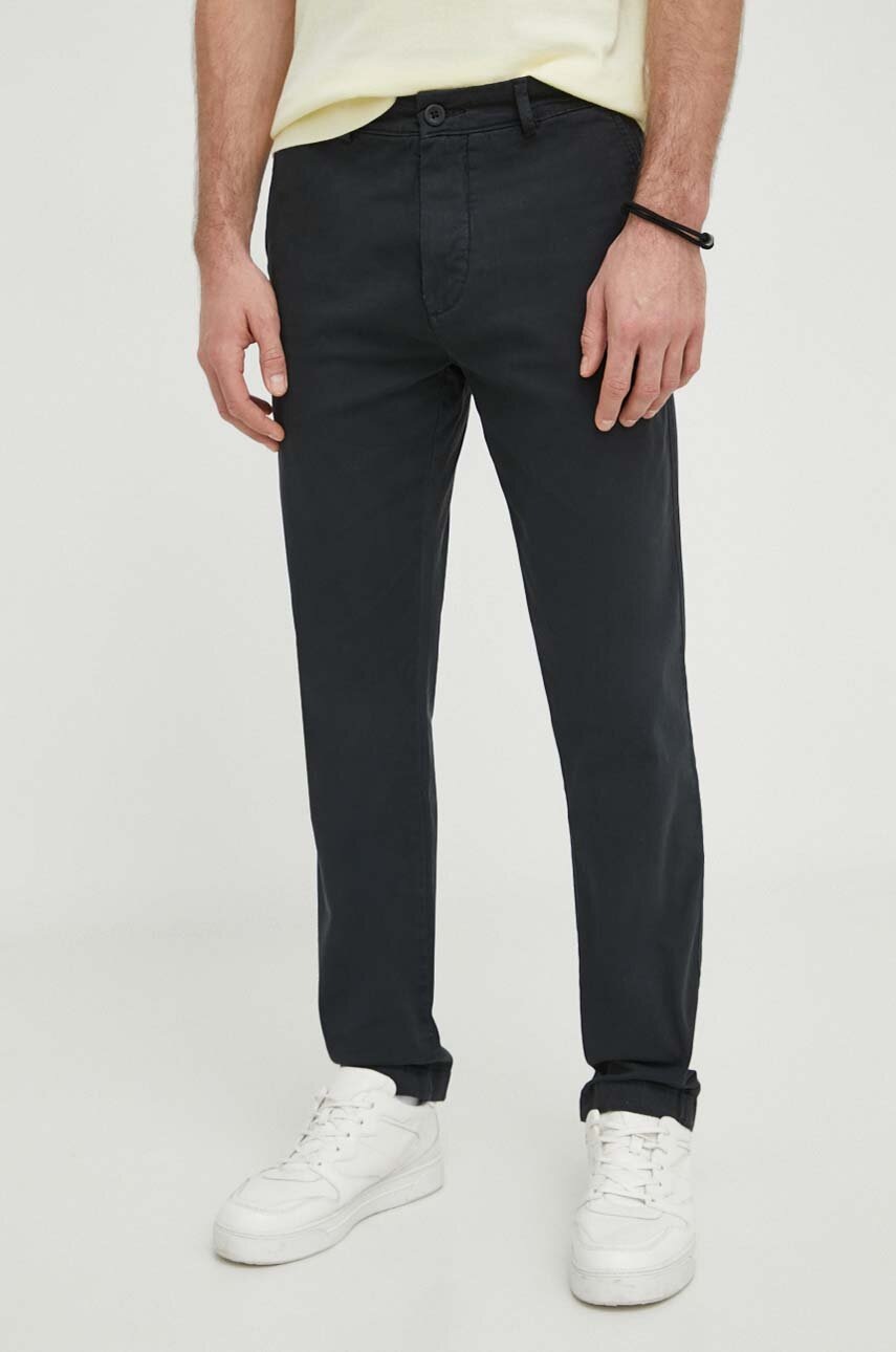 Pepe Jeans pantaloni barbati, culoarea negru, mulata