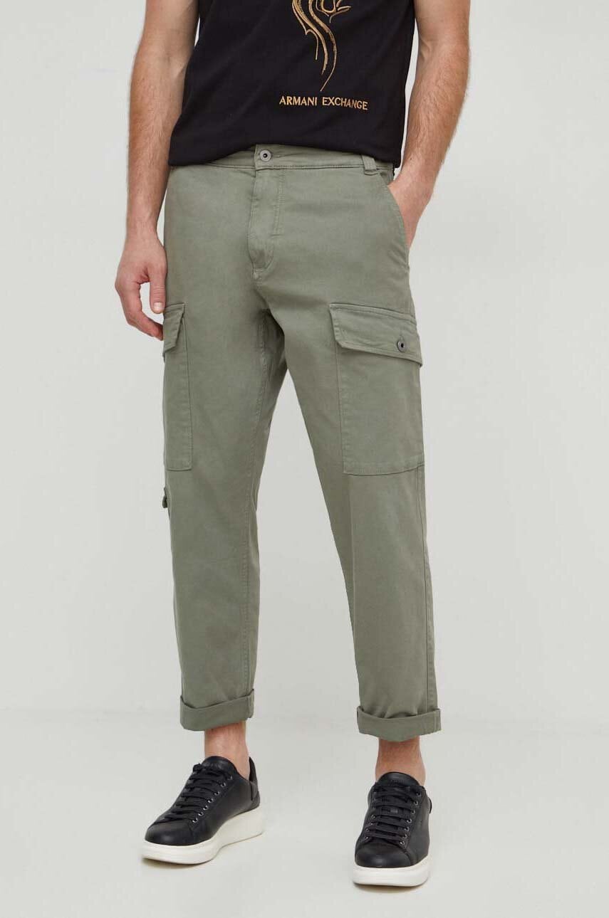 Pepe Jeans pantaloni barbati, culoarea verde, cu fason cargo