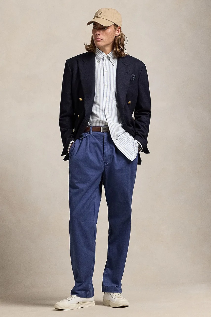 Polo Ralph Lauren spodnie bawełniane kolor granatowy w fasonie chinos 710850209