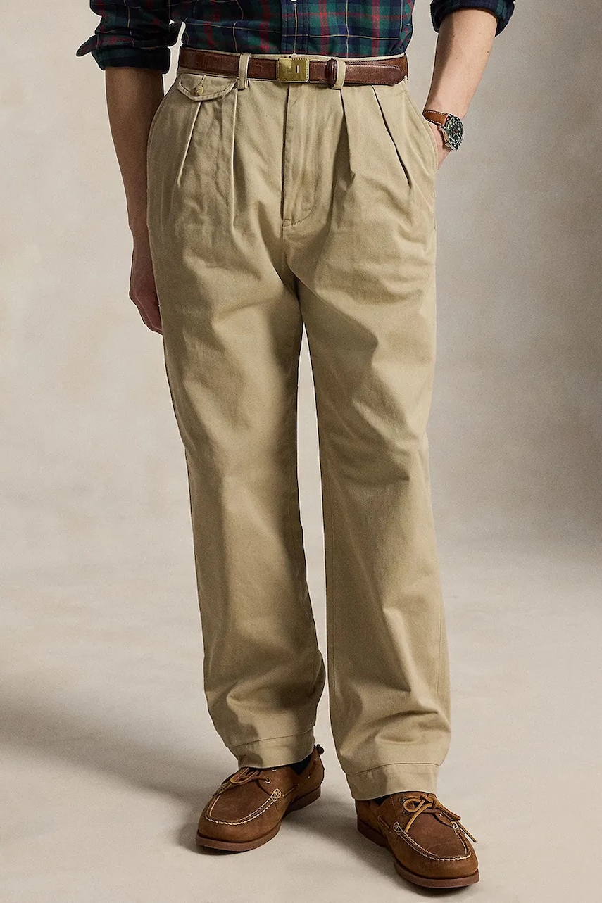 Polo Ralph Lauren spodnie bawełniane kolor beżowy w fasonie chinos 710850209
