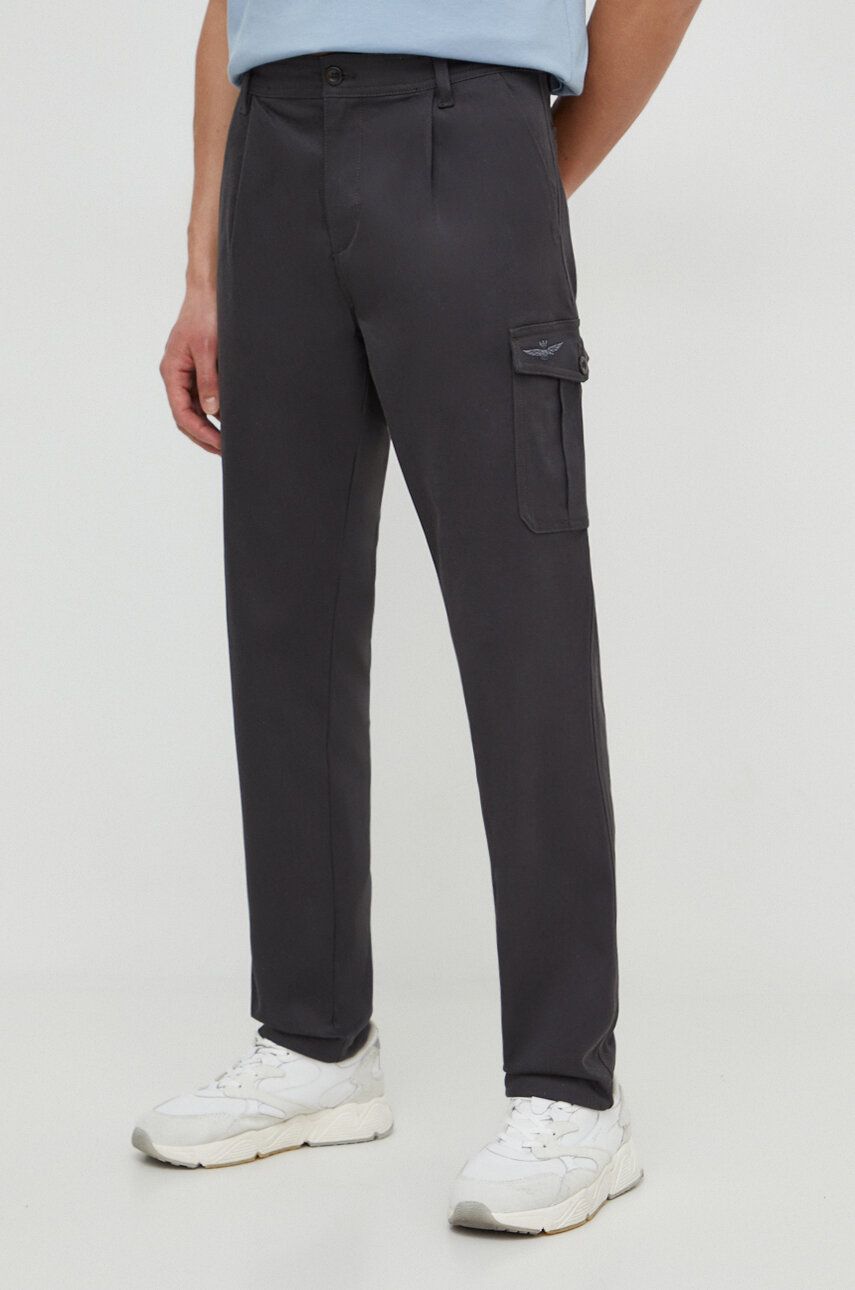 Aeronautica Militare pantaloni barbati, culoarea gri, drept Aeronautica
