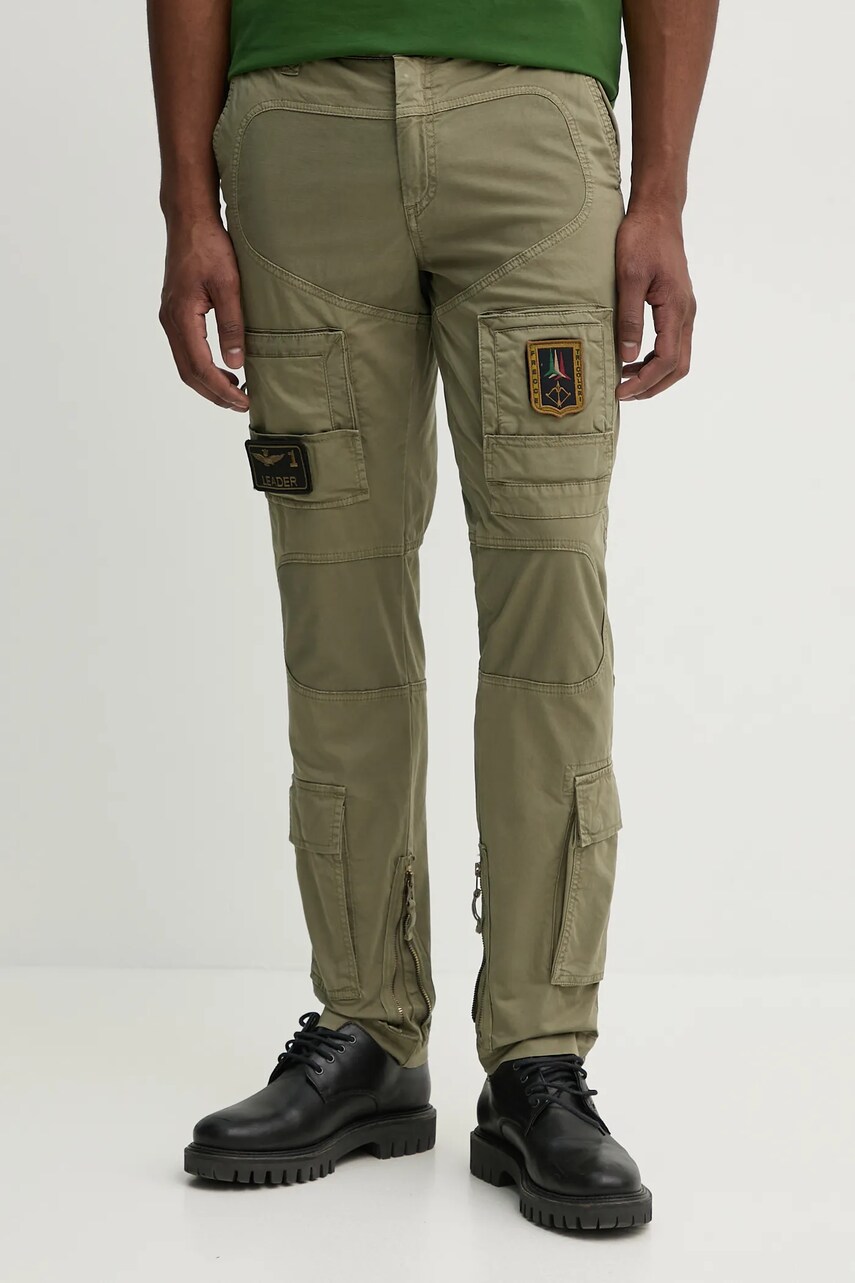 Aeronautica Militare pantaloni barbati, culoarea verde, drept, PA1387CT1493