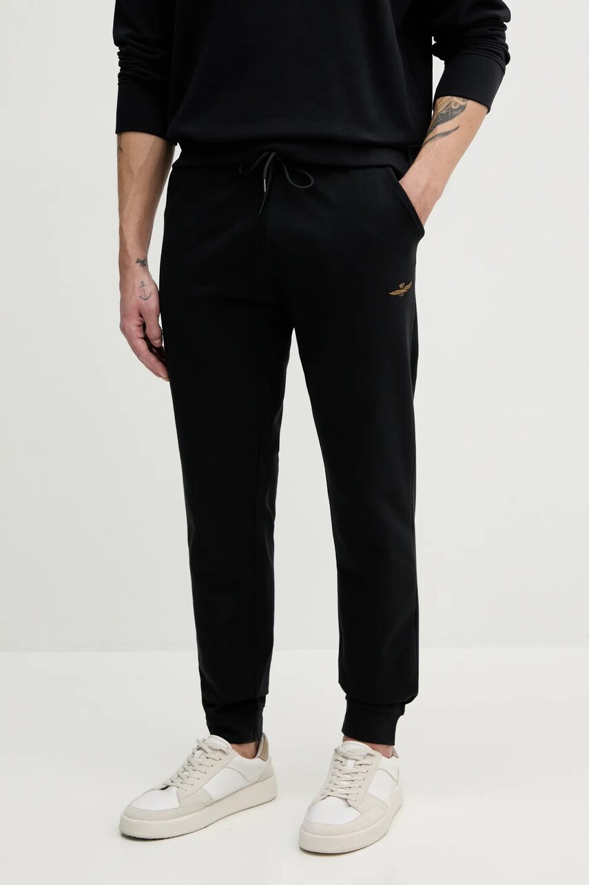 Aeronautica Militare pantaloni de trening culoarea negru, cu imprimeu, PF872F459