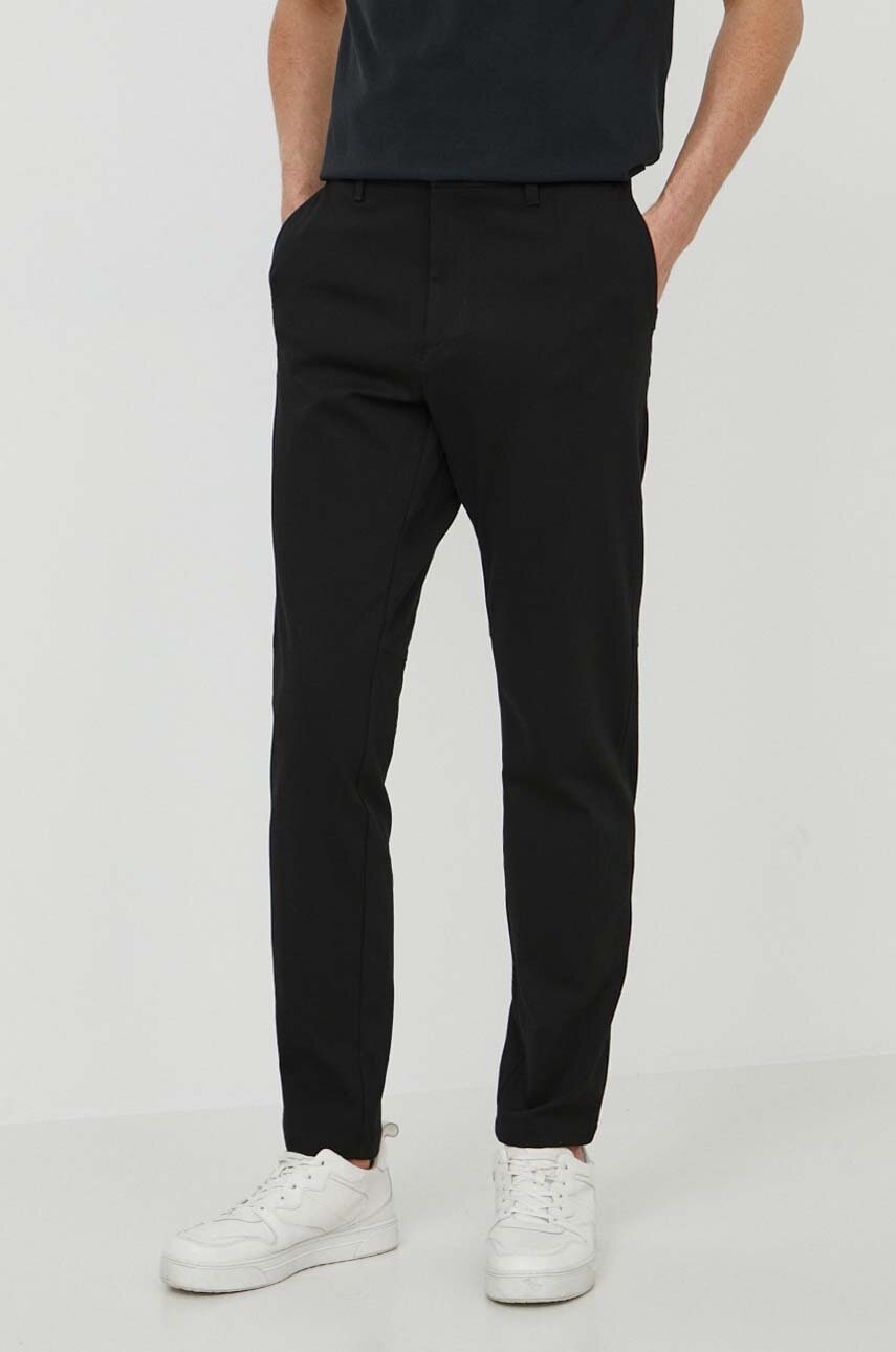 Boss Green pantaloni barbati, culoarea negru, mulata