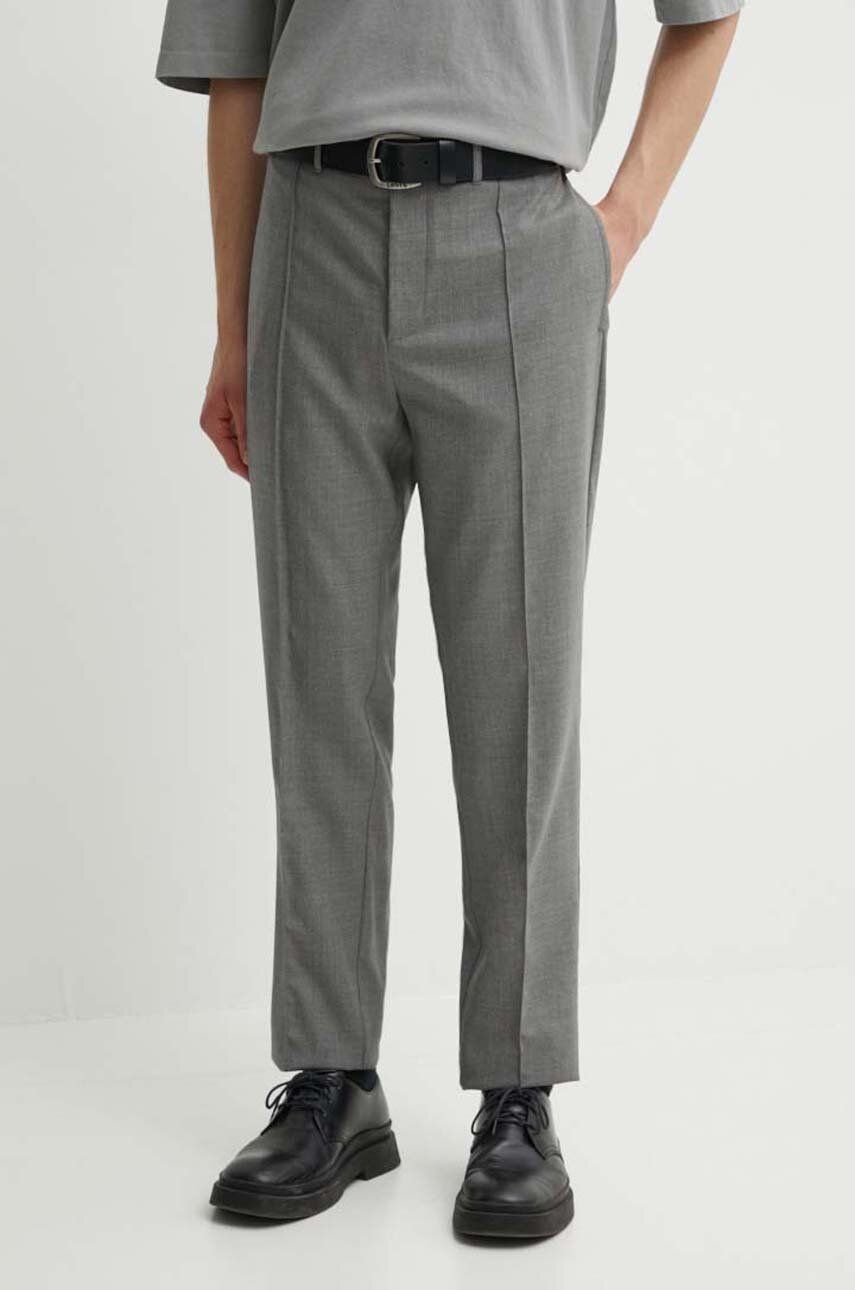 IRO pantaloni de lana culoarea gri, mulata