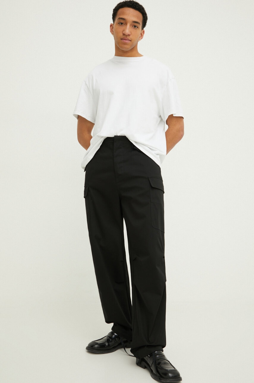 MSGM pantaloni bărbați, culoarea negru, cu fason cargo 3640MP14X.247105
