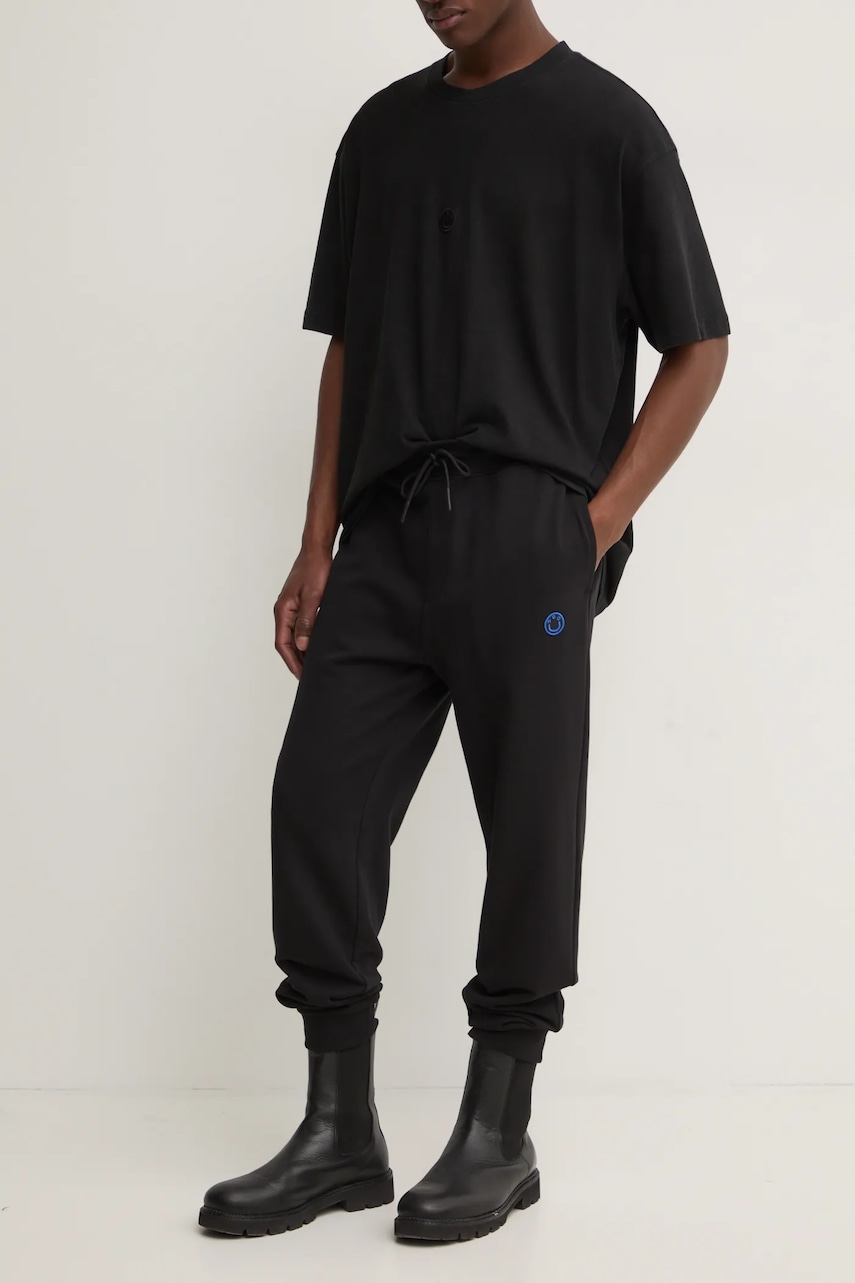 Hugo Blue pantaloni de trening din bumbac culoarea negru, neted, 50522360