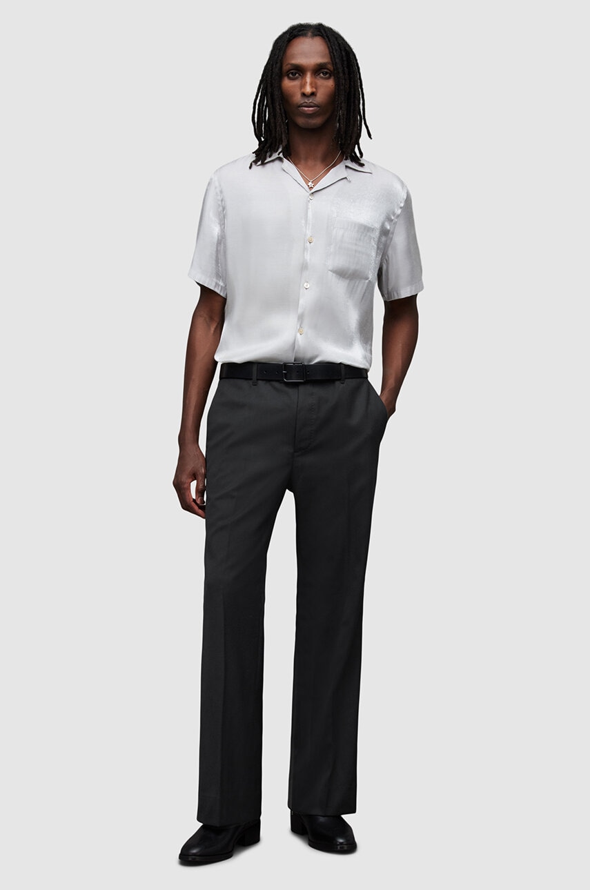AllSaints pantaloni de lana Mount culoarea negru, drept