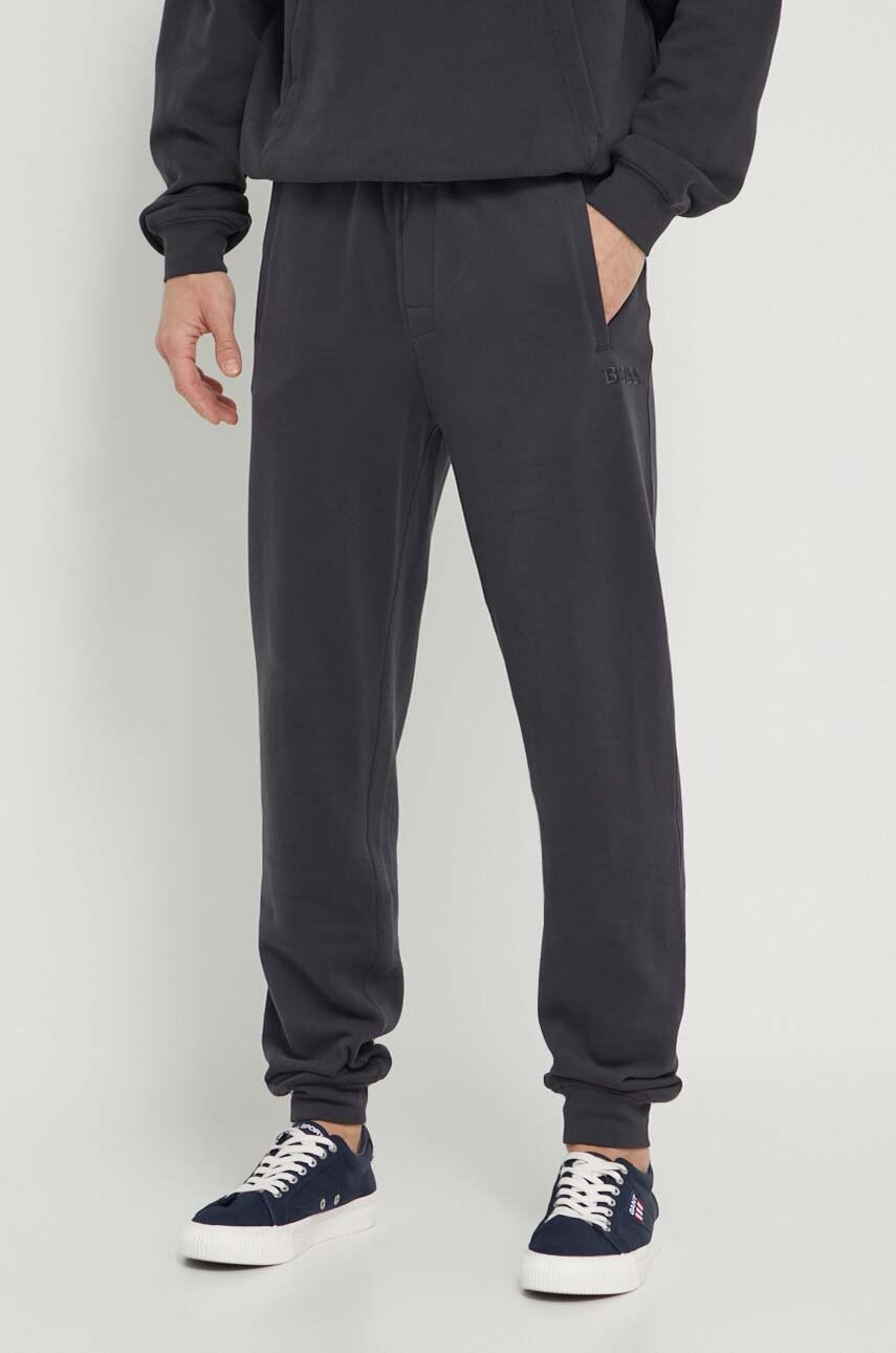 BOSS pantaloni de trening din bumbac culoarea negru, neted