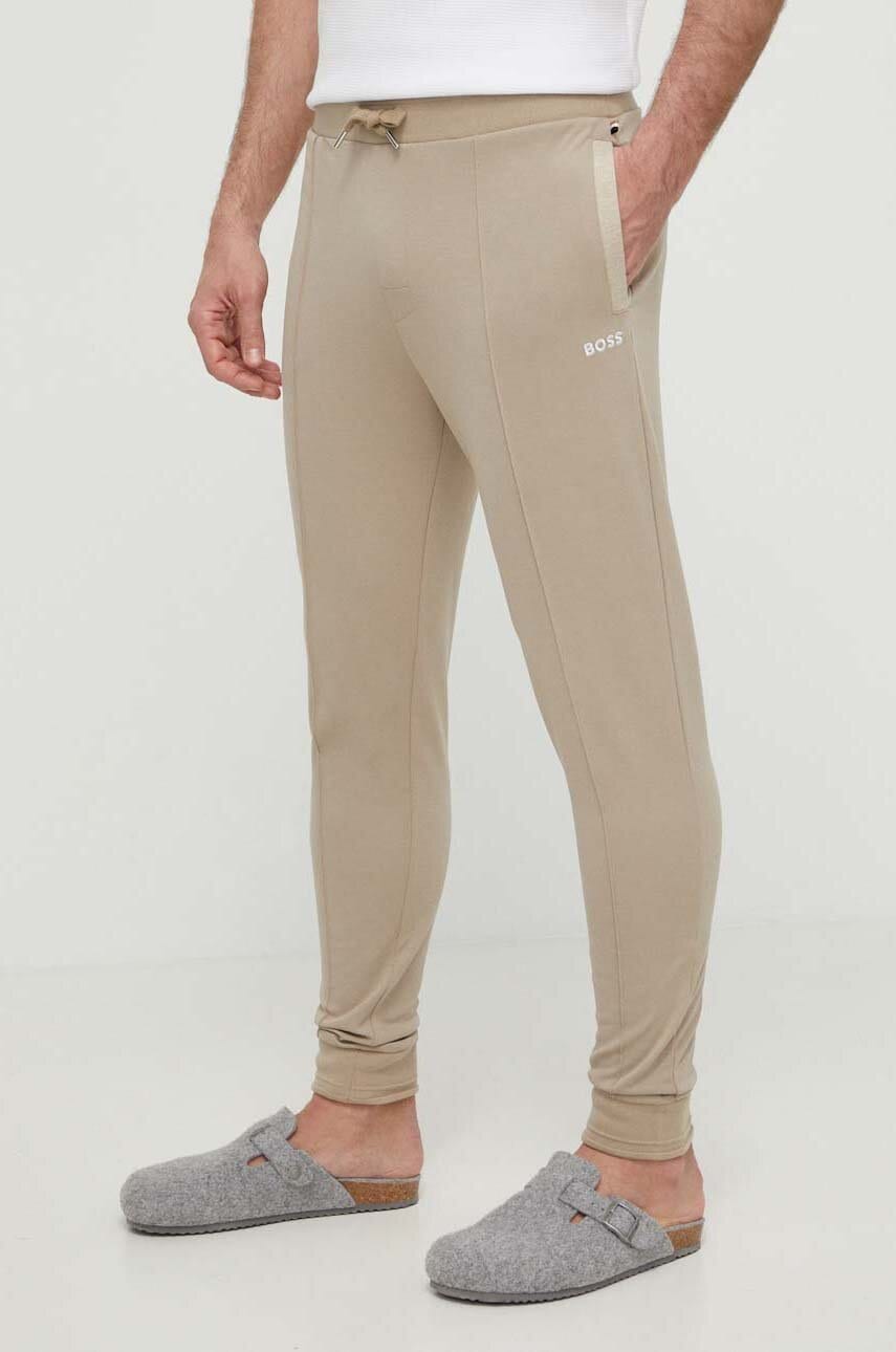 BOSS pantaloni de trening culoarea bej, uni 50515166