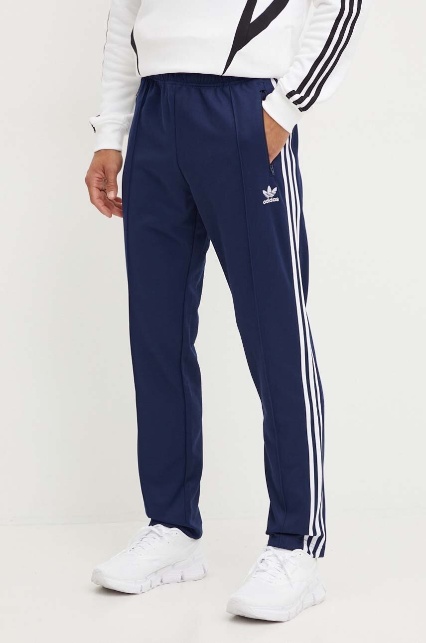adidas Originals pantaloni de trening Adicolor Classics Beckenbauer culoarea bleumarin, cu imprimeu, IP0421 adidas Originals pantaloni de trening Adicolor Classics Beckenbauer culoarea bleumarin, cu imprimeu, IP0421