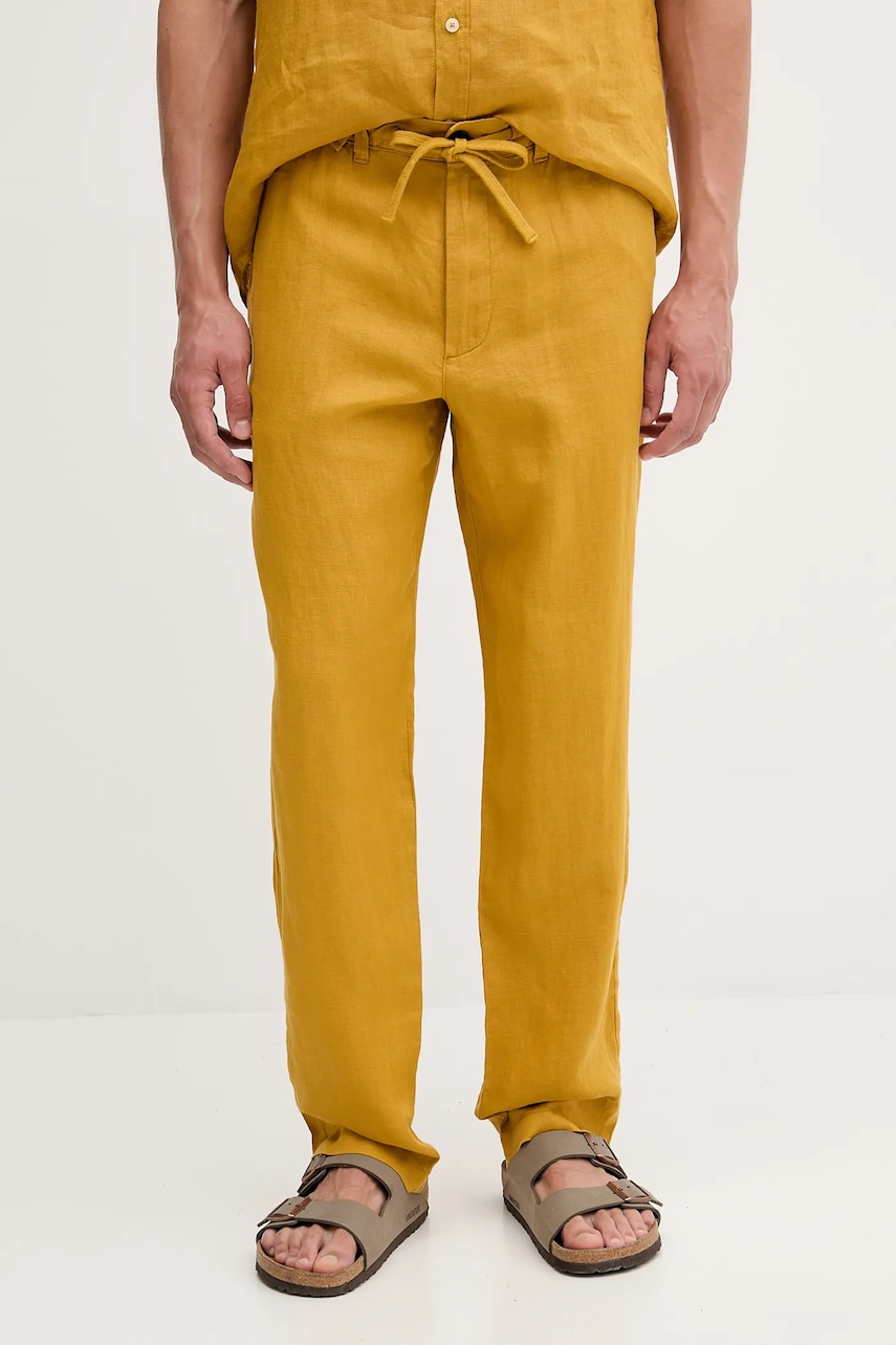 United Colors of Benetton pantaloni din in culoarea bleumarin, mulată, 4AGHUF00M