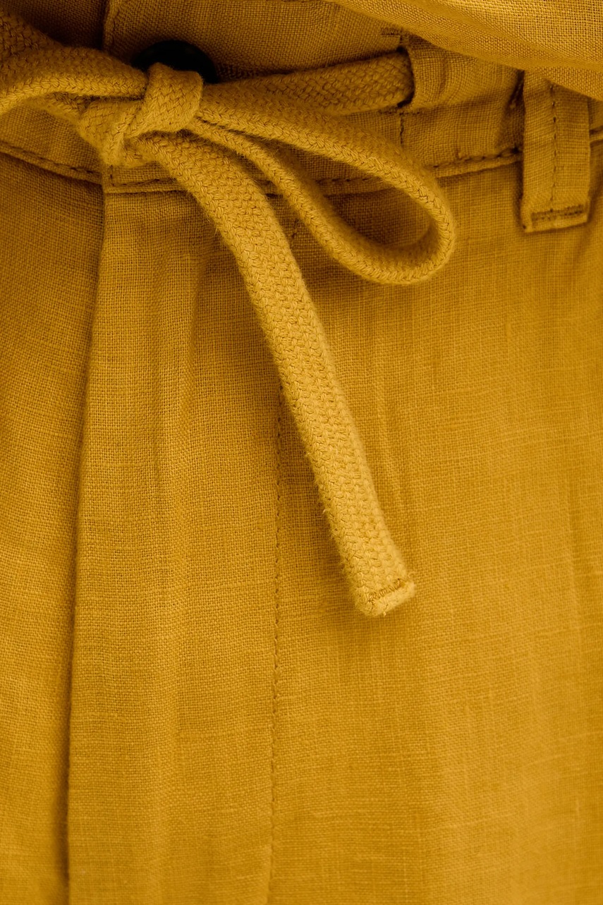 Λινό παντελόνι United Colors of Benetton χρώμα: ναυτικό μπλε, 4AGHUF00M φωτογραφία