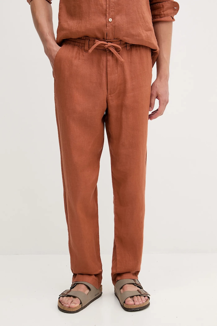 United Colors of Benetton pantaloni din in culoarea bleumarin, mulată, 4AGHUF00M